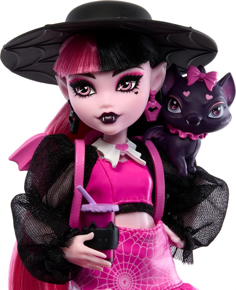 Фестиваль Кукол - Кукла Monster High Дракулаура Draculaura Doll with Pet  Bat-Cat Count Fabulous and Accessories