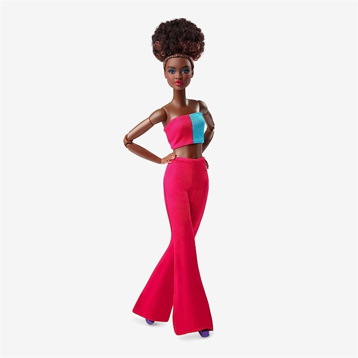 Кукла Barbie Looks - Барби Лукс #14 мулатка, малиновые брюки клеш - фото 13608