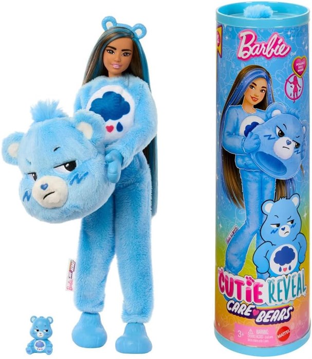 Кукла Barbie Cutie Reveal Care Bears в костюме голубого мишки с питомцем и 10 сюрпризами 9009